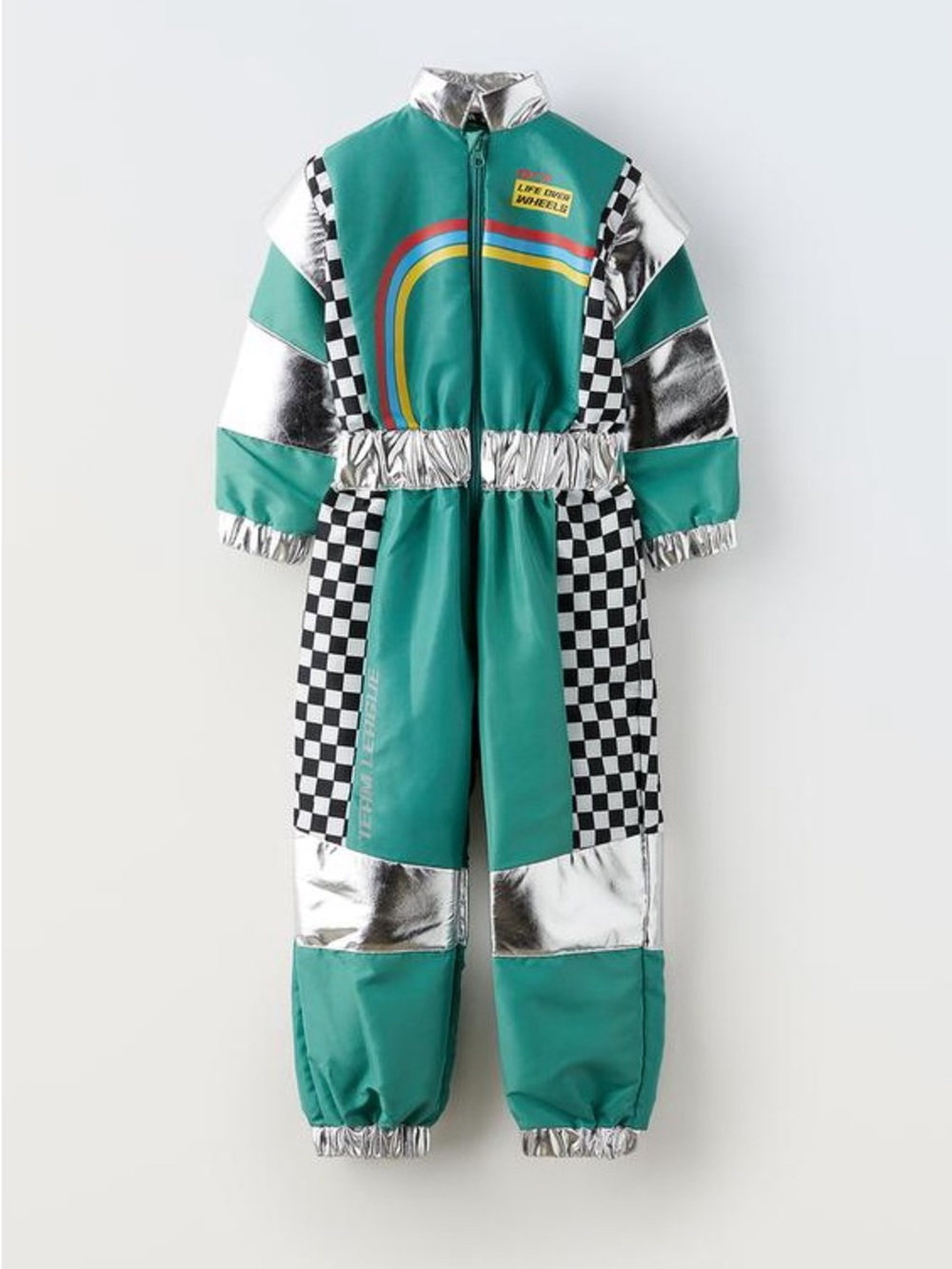 ZARA Kids racecar driver costume 5-7 years Green Zip Front Halloween